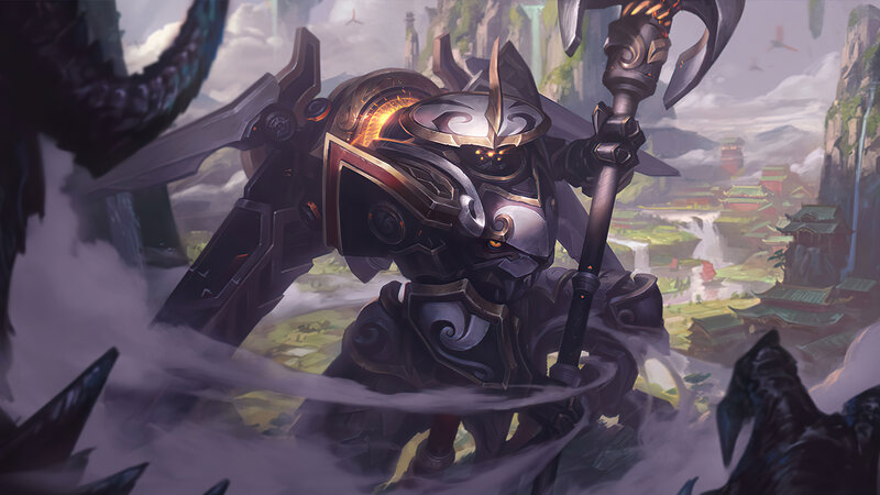 Armored Warrior with Axe — Black, Dramatic, Digital Art, Armor, Mountain