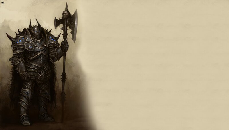 Armored Warrior with Axe — Black, Dramatic, Digital Art, Armor, Skull