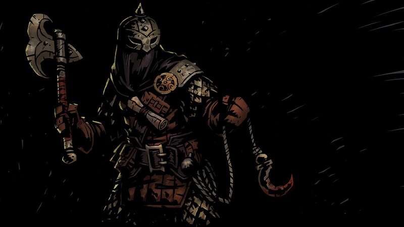 Armored Warrior with Axe — Black, Dramatic, Night, Digital Art, Hook