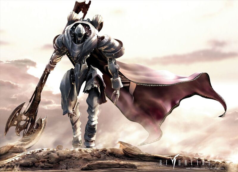 Armored Warrior with Axe — Gray, Dramatic, Sunset, Digital Art
