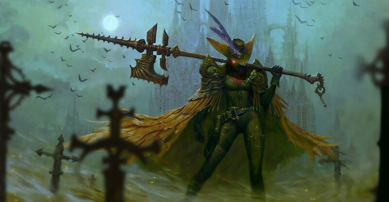 Armored Warrior with Axe — Green, Dramatic, Night