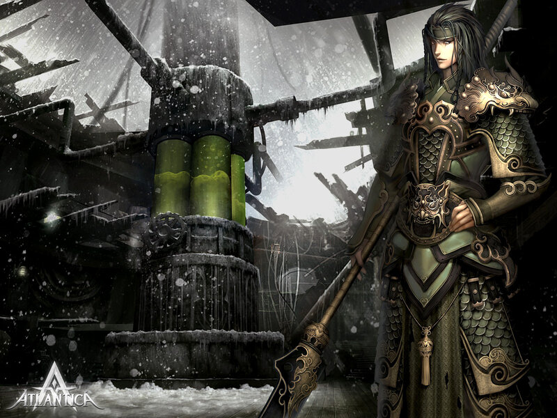 Armored Warrior with Axe — Green, Dramatic