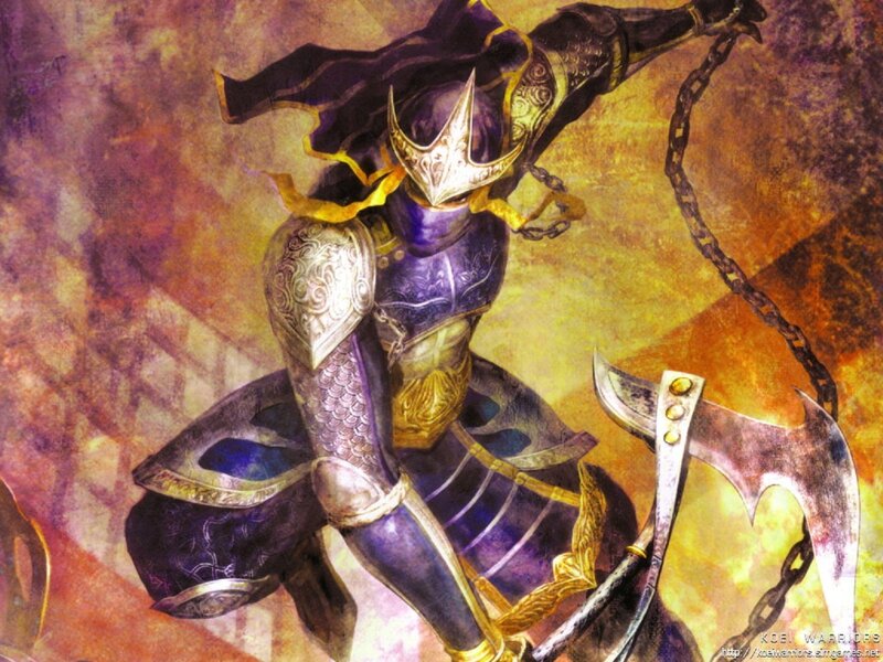 Armored Warrior with Axe — Purple, Dramatic, Digital Art, Chain