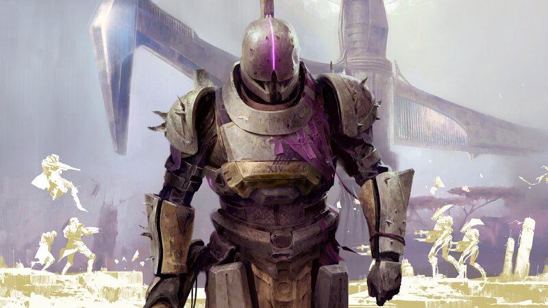 Armored Warrior with Axe — Purple, Dramatic, Digital Art, Soldiers