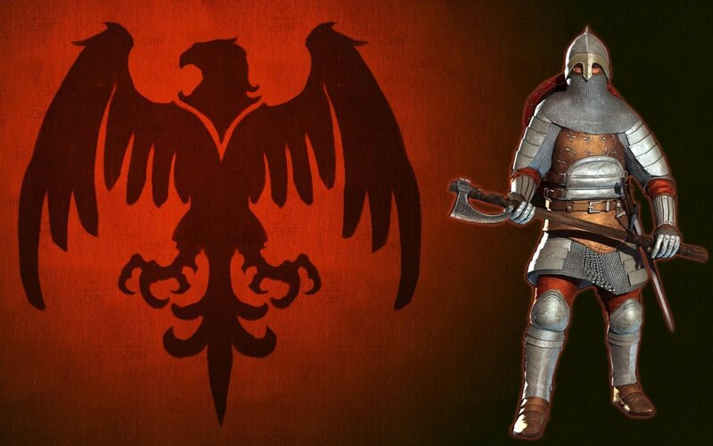 Armored Warrior with Axe — Red, Dramatic