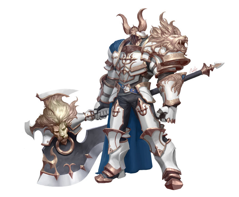 Armored Warrior with Axe — White