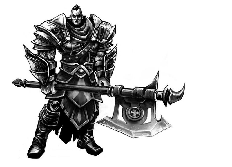 armored warrior with battle axe