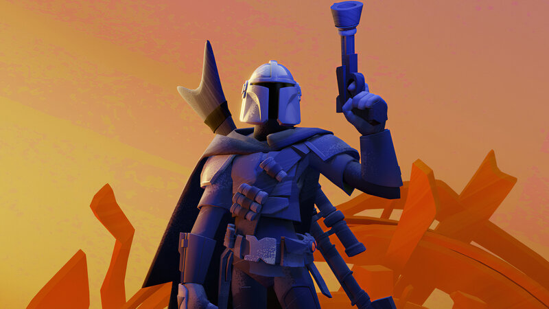 Armored Warrior with Blaster — Blue