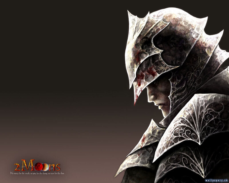 armored warrior with bloodied helmet