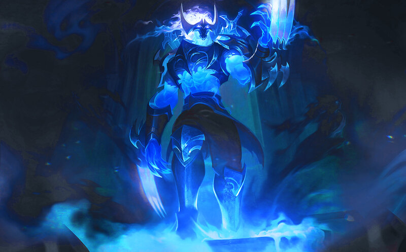 Armored Warrior with Blue Energy — Dramatic, Night