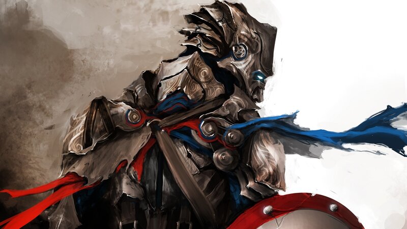 Armored Warrior with Cape — Brown