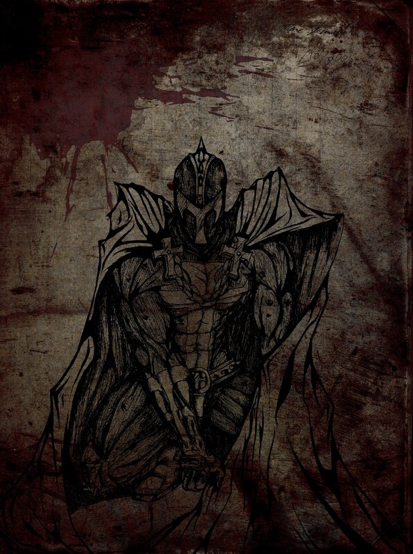 armored warrior with cape