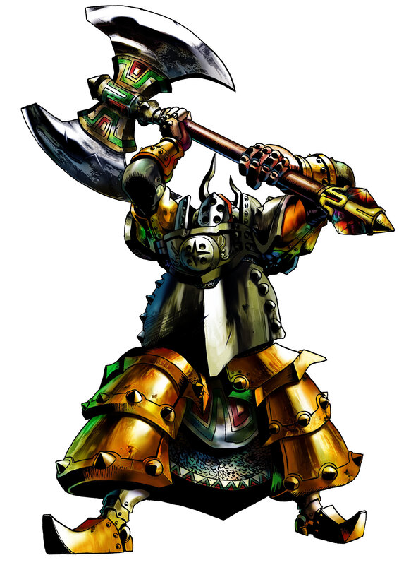 armored warrior with double axe