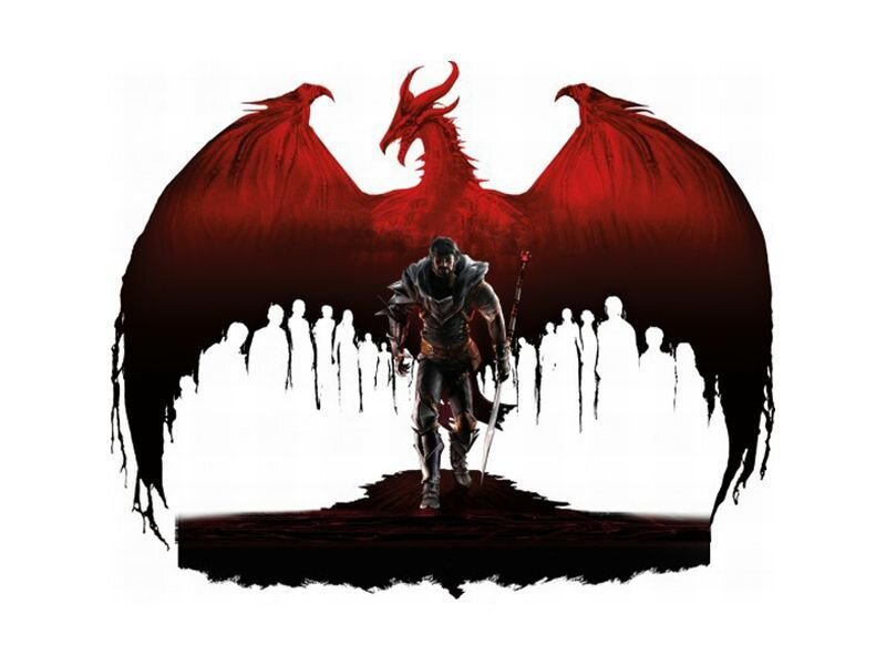 Armored Warrior with Dragon — Red, Dramatic