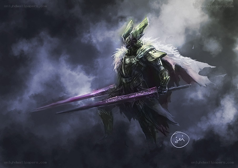 armored warrior with dual swords
