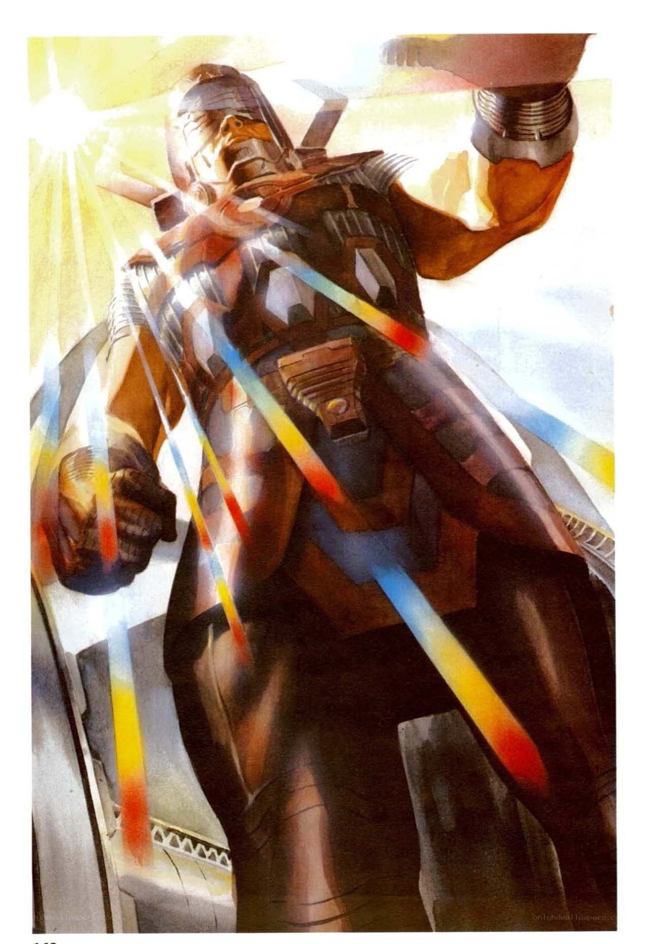 armored warrior with energy beams