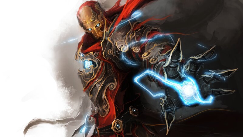 Armored Warrior with Energy — Black, Dramatic