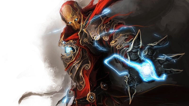 armored warrior with energy blade