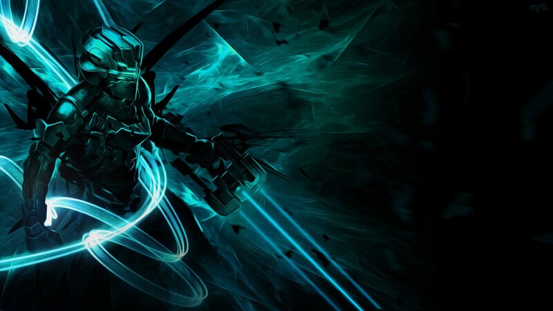 Armored Warrior with Energy Blades — Blue, Dramatic