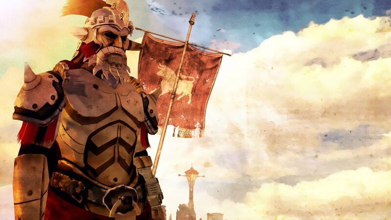 Armored Warrior with Flag — Brown
