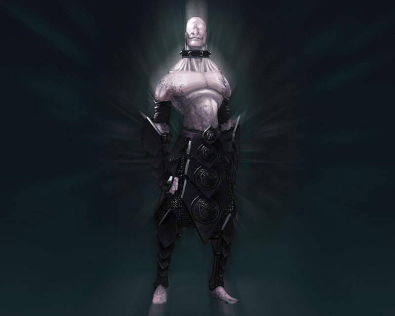 armored warrior with glowing aura