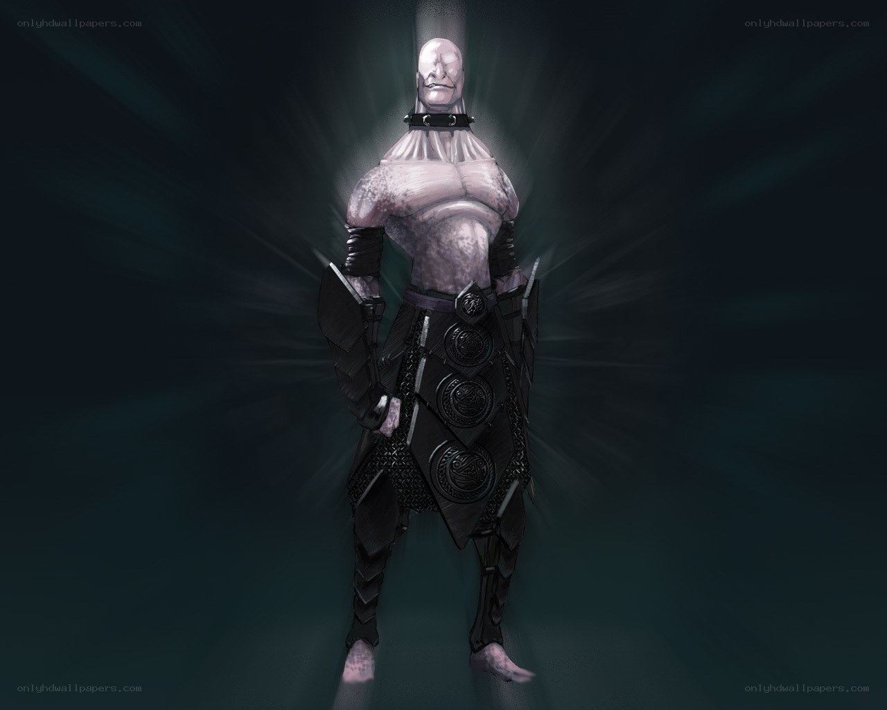 armored warrior with glowing aura