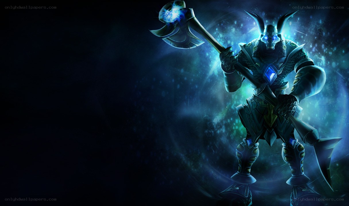 armored warrior with glowing axe