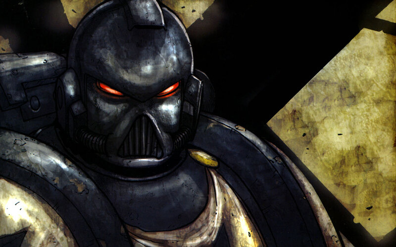 armored warrior with glowing eyes