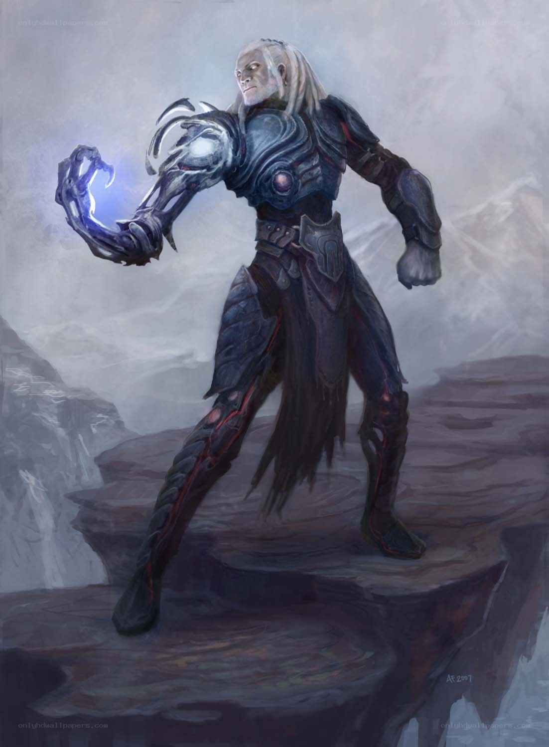 armored warrior with glowing hand