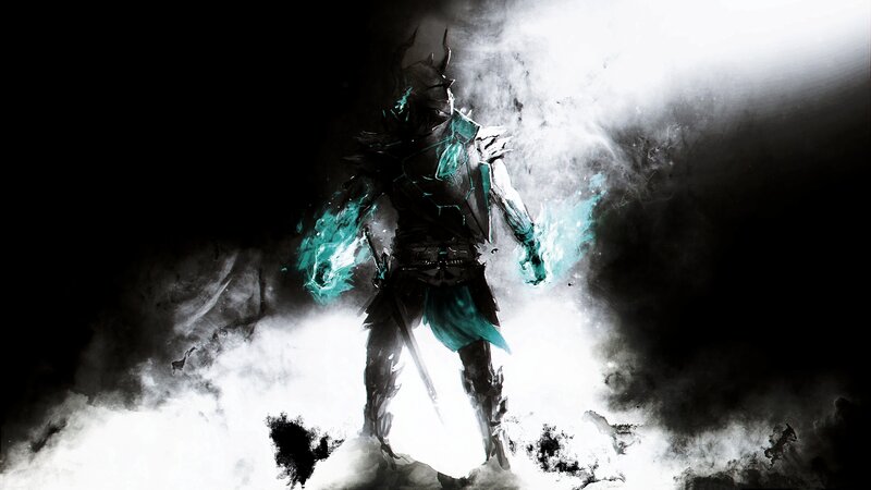 Armored Warrior with Glowing Hands