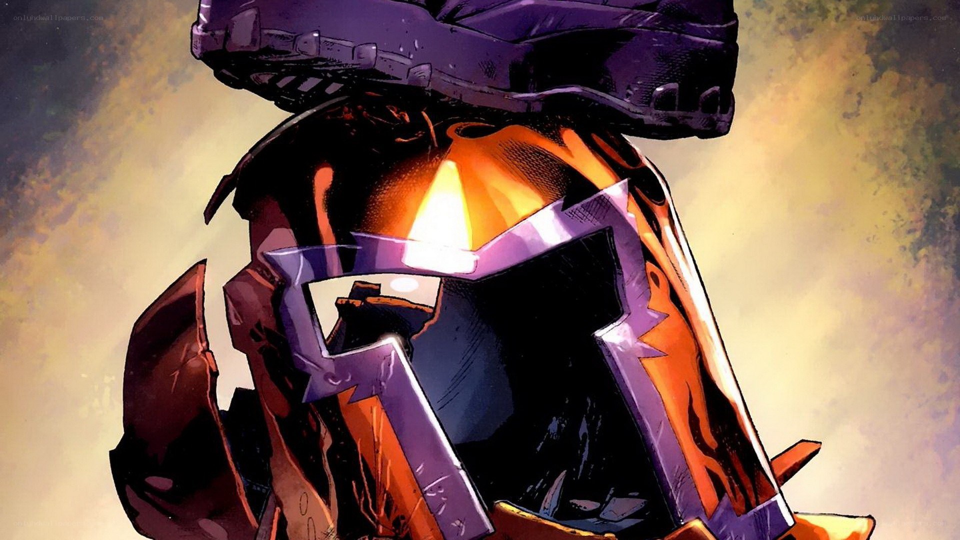 armored warrior with glowing helmet