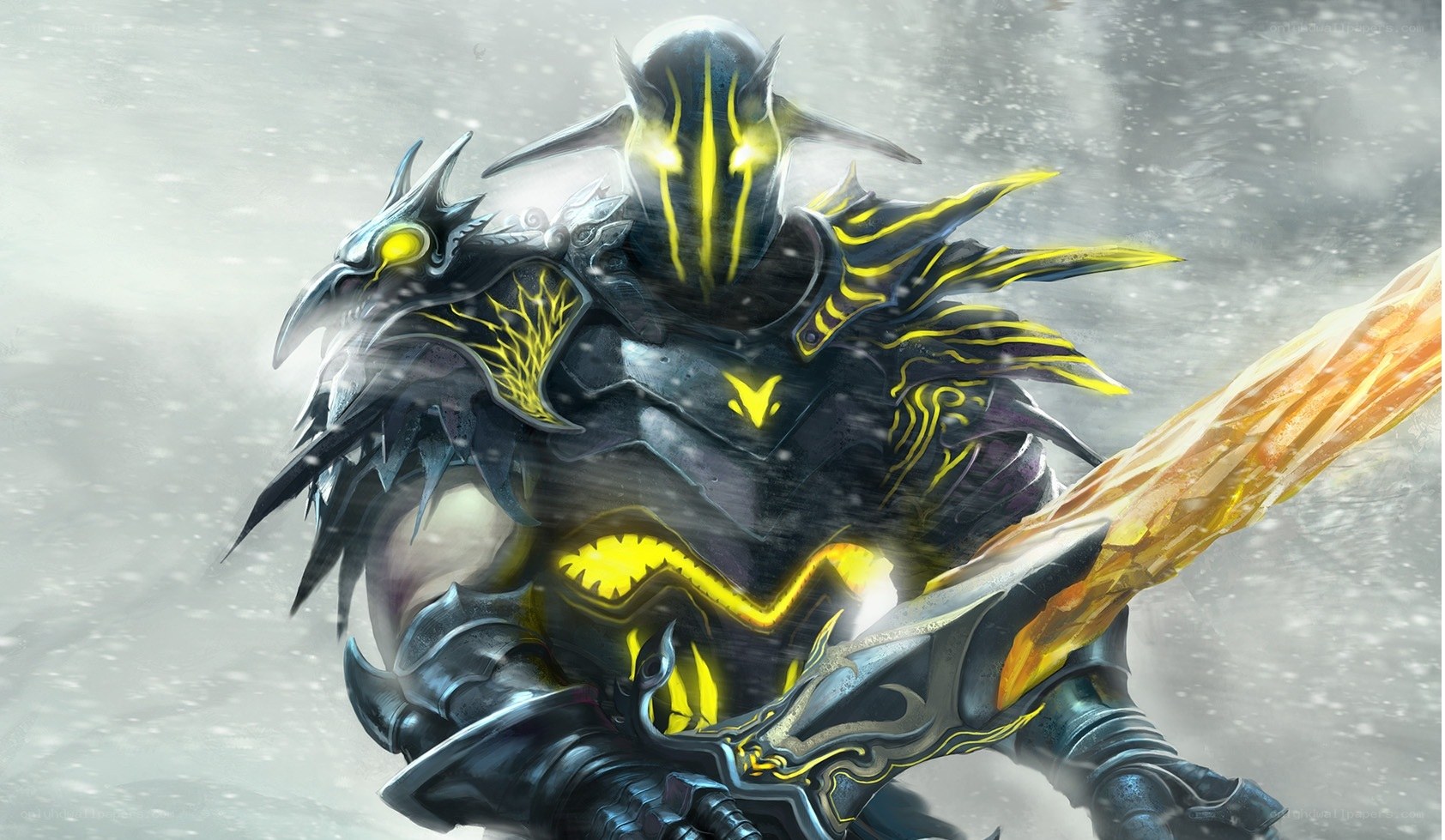 armored warrior with glowing sword