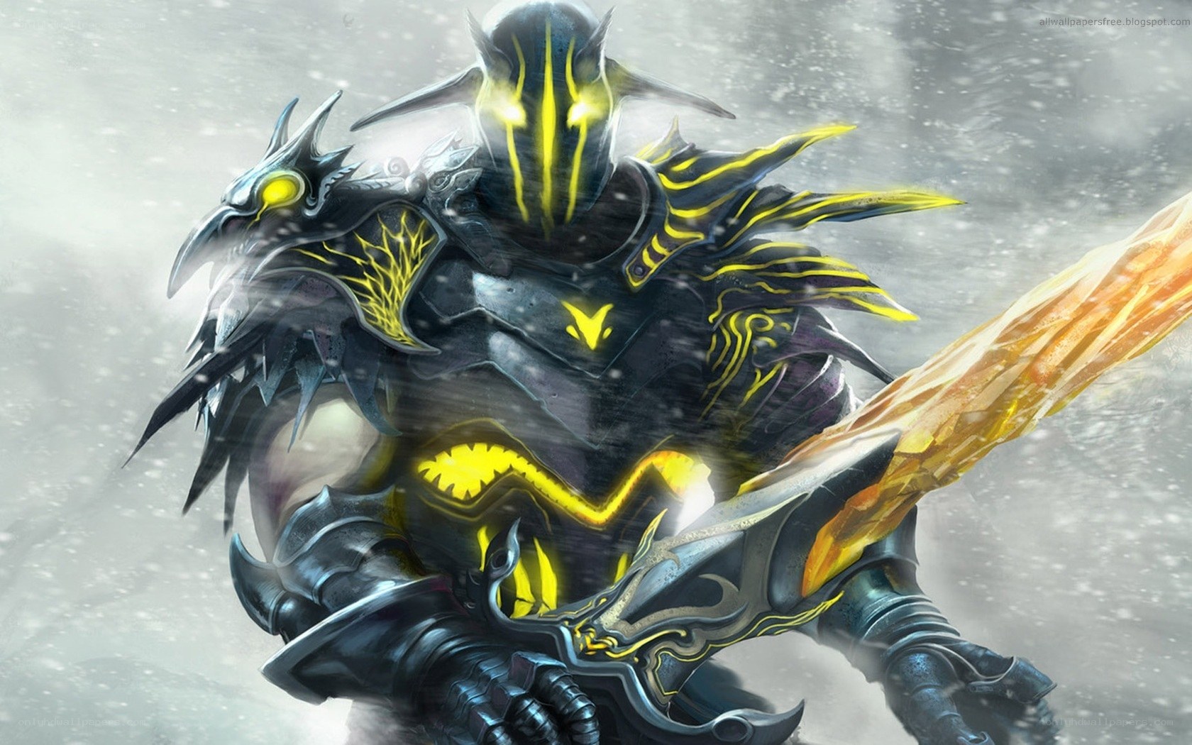 armored warrior with glowing sword