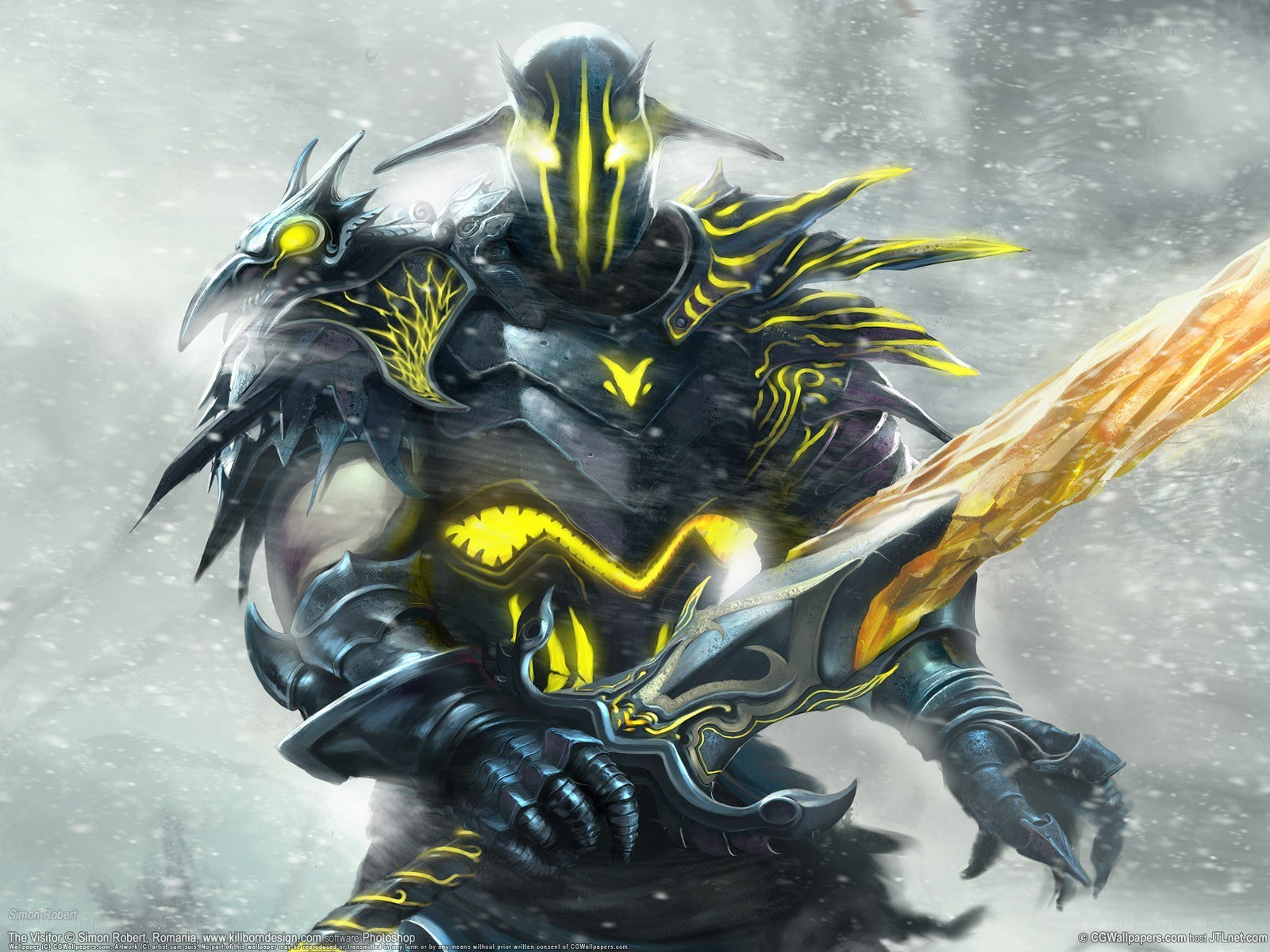 armored warrior with glowing sword