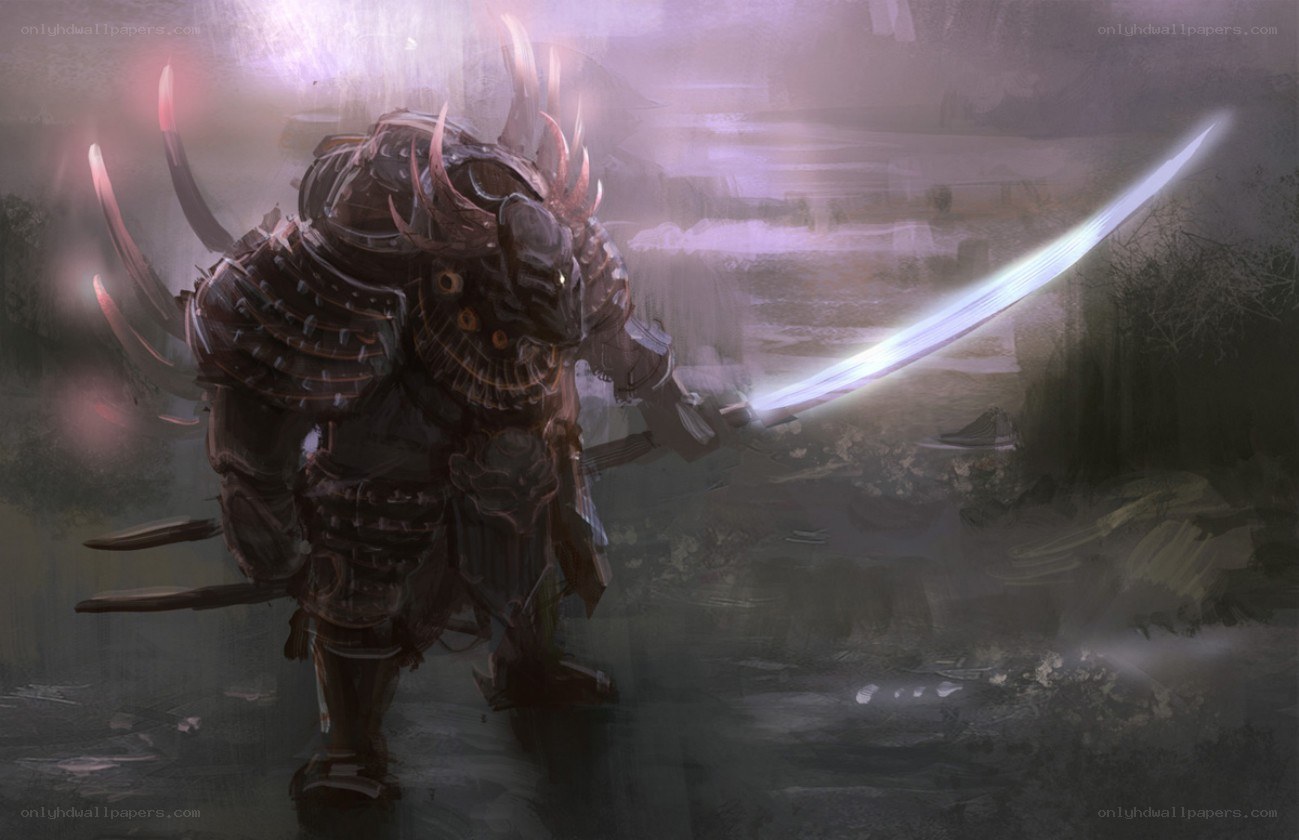 armored warrior with glowing sword