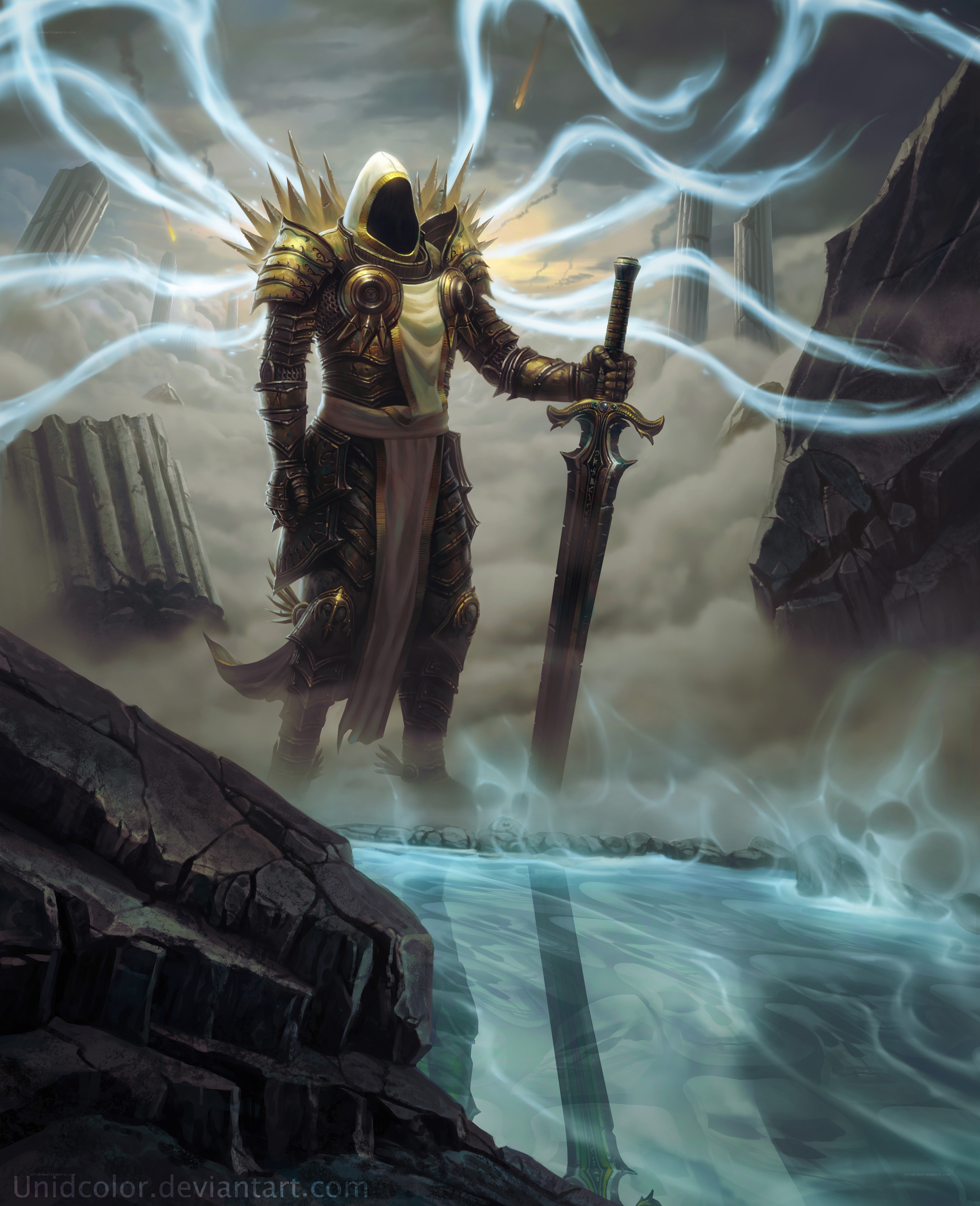 armored warrior with glowing sword