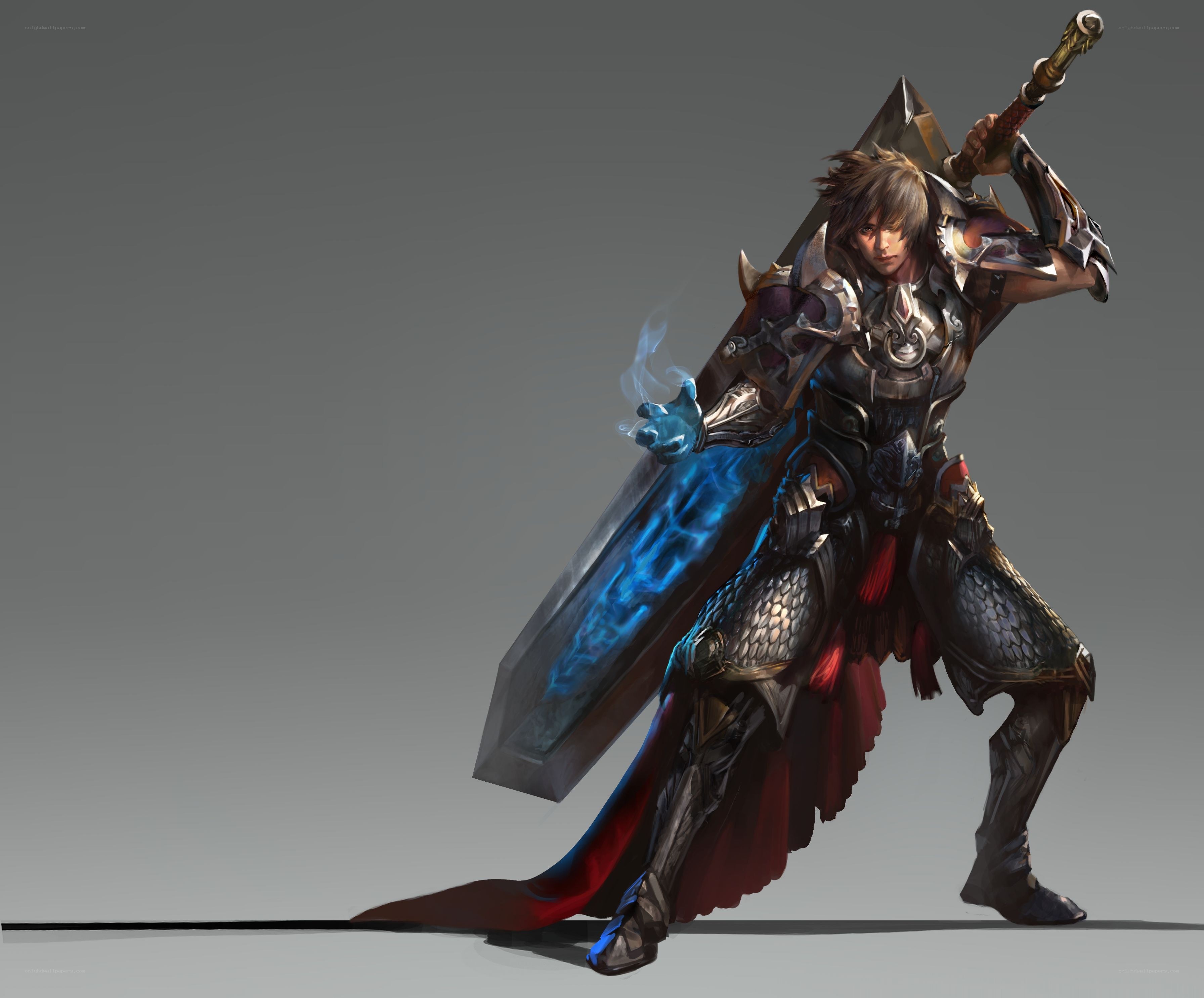 armored warrior with glowing sword