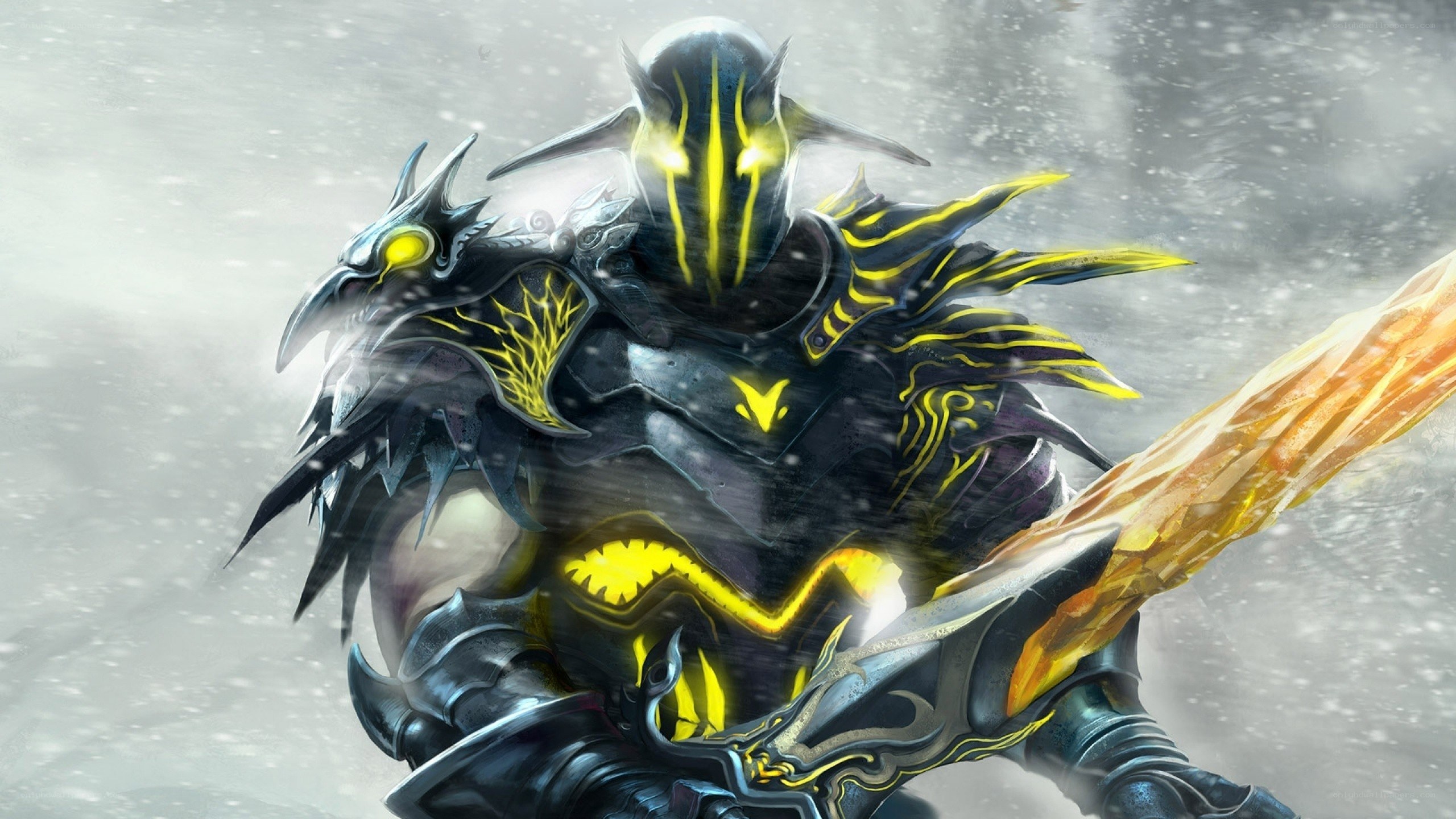 armored warrior with glowing sword