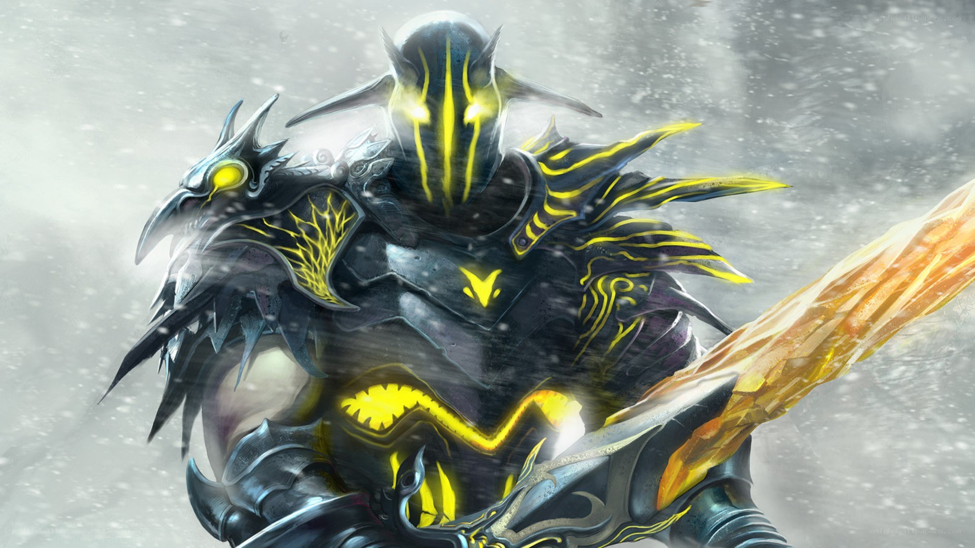 armored warrior with glowing sword