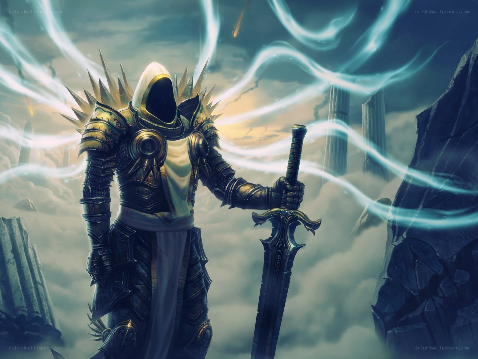 Armored warrior with glowing sword