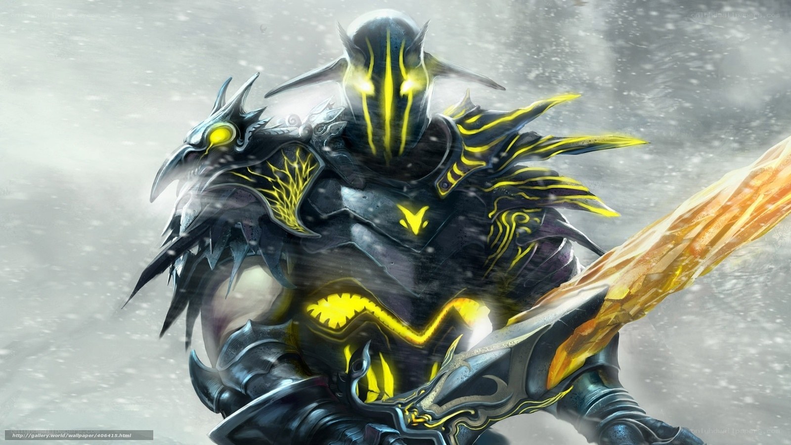 armored warrior with glowing sword