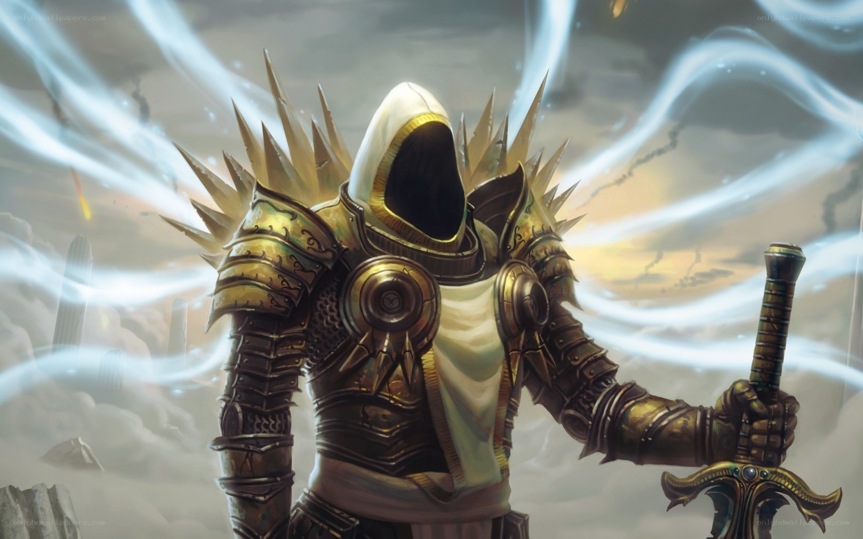 armored warrior with glowing sword