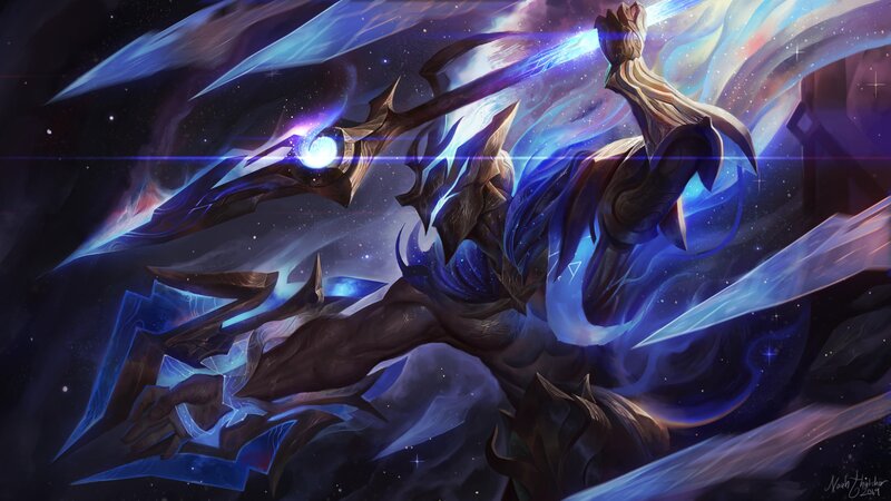 Armored Warrior with Glowing Sword — Blue