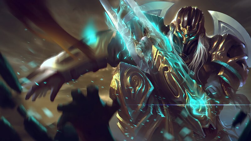 Armored Warrior with Glowing Sword — Gold