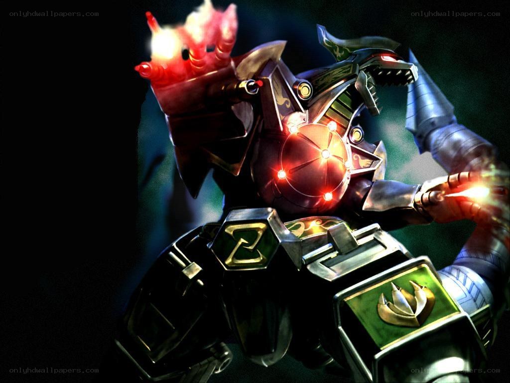 armored warrior with glowing weapons