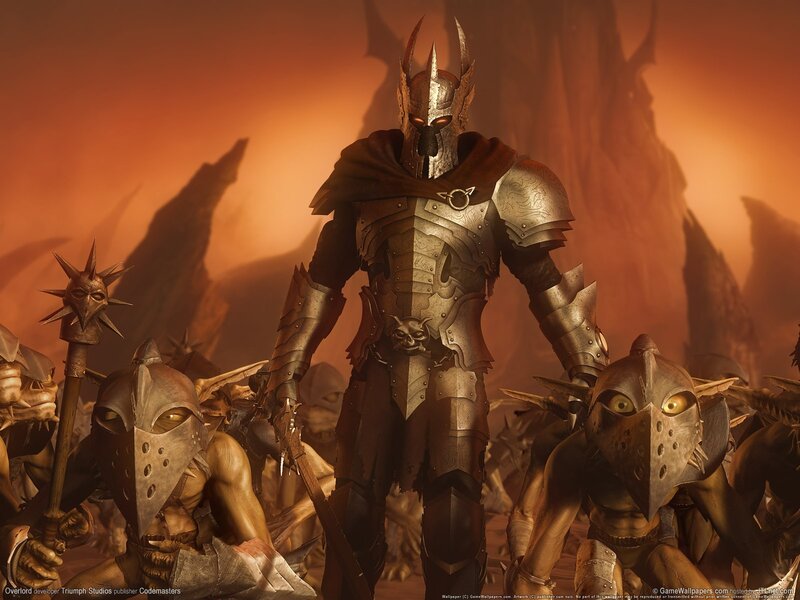 armored warrior with goblin army