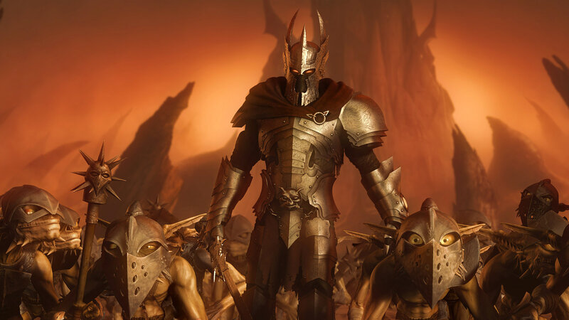 Armored Warrior with Goblin Soldiers
