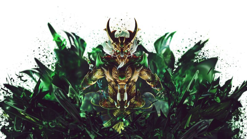 Armored Warrior with Green Energy — Dramatic, Digital Art