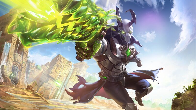 Armored Warrior with Green Energy — Dramatic