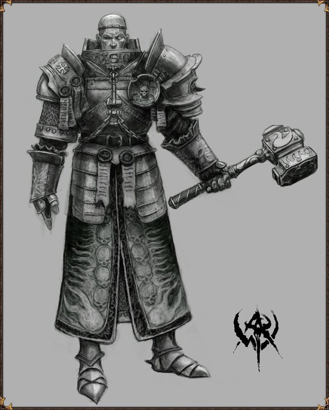 armored warrior with hammer